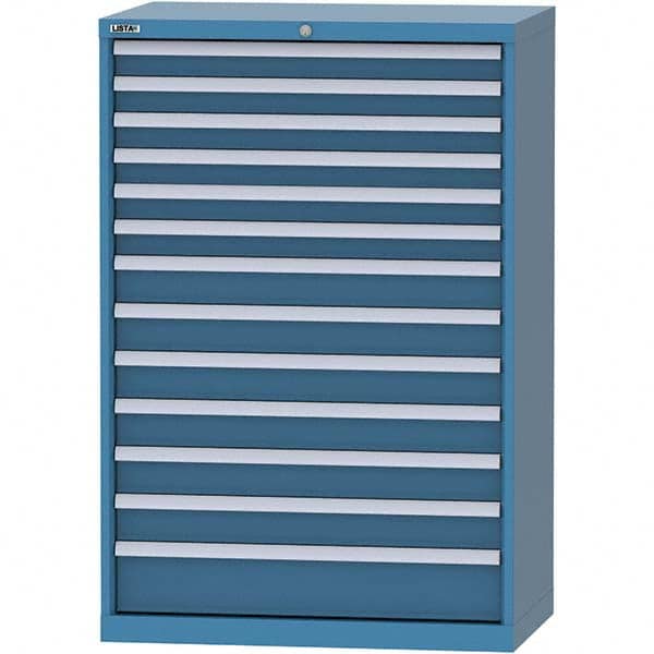 LISTA - 13 Drawer, 84 Compartment Bright Blue Steel Modular Storage Cabinet - Exact Tool & Supply