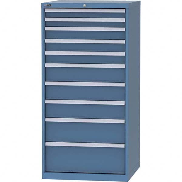 LISTA - 10 Drawer, 124 Compartment Bright Blue Steel Modular Storage Cabinet - Exact Tool & Supply