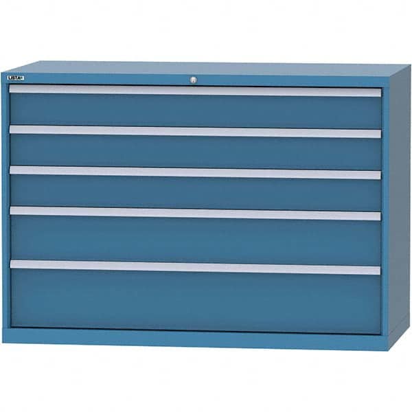 LISTA - 5 Drawer, 84 Compartment Bright Blue Steel Modular Storage Cabinet - Exact Tool & Supply