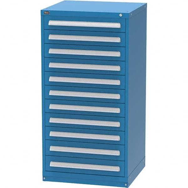 Vidmar - 11 Drawer Bright Blue Steel Modular Storage Cabinet - Exact Tool & Supply