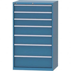 LISTA - 7 Drawer, 84 Compartment Bright Blue Steel Modular Storage Cabinet - Exact Tool & Supply