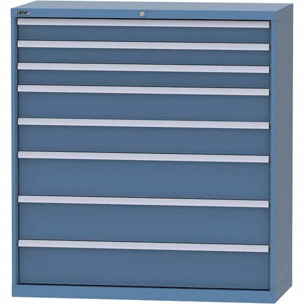 LISTA - 8 Drawer, 99 Compartment Bright Blue Steel Modular Storage Cabinet - Exact Tool & Supply