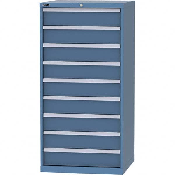 LISTA - 9 Drawer, 124 Compartment Bright Blue Steel Modular Storage Cabinet - Exact Tool & Supply
