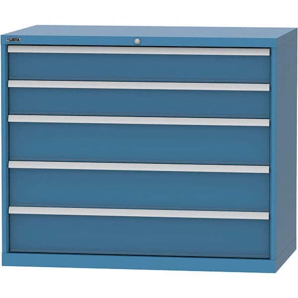 LISTA - 5 Drawer, 99 Compartment Bright Blue Steel Modular Storage Cabinet - Exact Tool & Supply