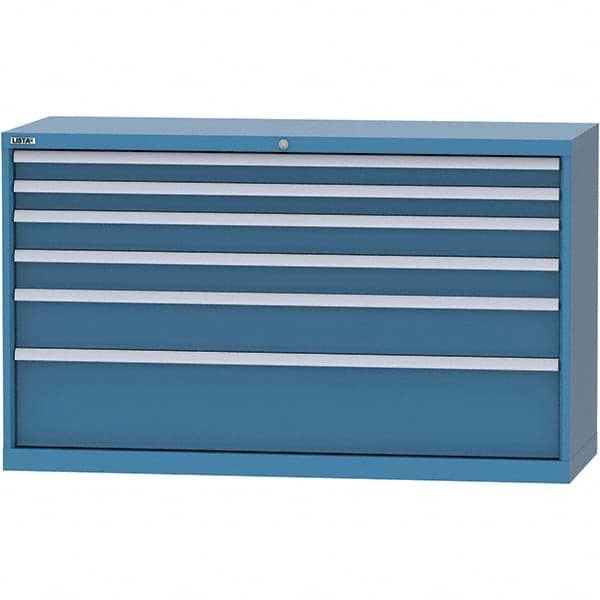 LISTA - 6 Drawer, 84 Compartment Bright Blue Steel Modular Storage Cabinet - Exact Tool & Supply