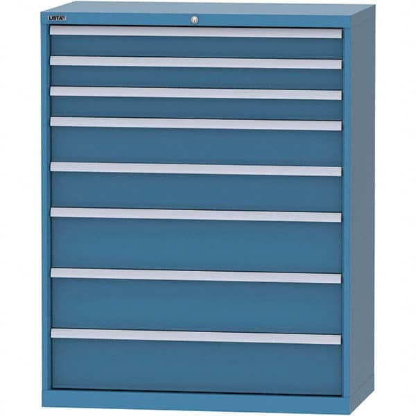 LISTA - 8 Drawer, 84 Compartment Bright Blue Steel Modular Storage Cabinet - Exact Tool & Supply