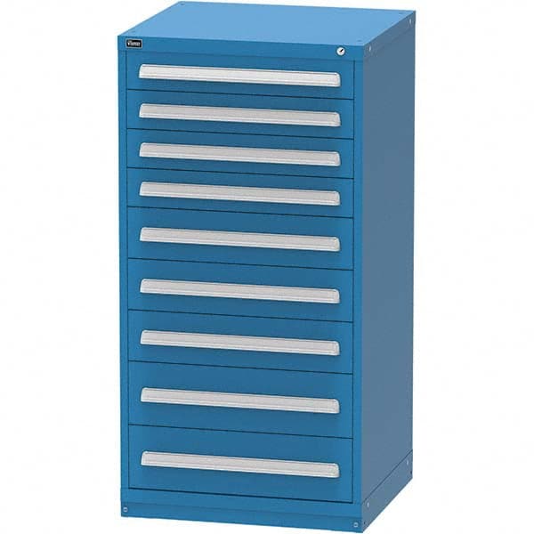 Vidmar - 9 Drawer, 124 Compartment Bright Blue Steel Modular Storage Cabinet - Exact Tool & Supply