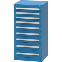 Vidmar - 9 Drawer, 124 Compartment Bright Blue Steel Modular Storage Cabinet - Exact Tool & Supply