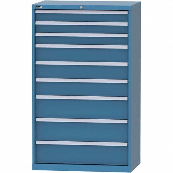LISTA - 9 Drawer, 84 Compartment Bright Blue Steel Modular Storage Cabinet - Exact Tool & Supply