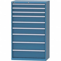 LISTA - 9 Drawer, 84 Compartment Bright Blue Steel Modular Storage Cabinet - Exact Tool & Supply