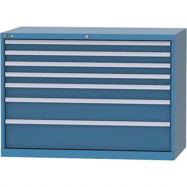 LISTA - 7 Drawer, 99 Compartment Bright Blue Steel Modular Storage Cabinet - Exact Tool & Supply