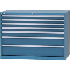 LISTA - 7 Drawer, 99 Compartment Bright Blue Steel Modular Storage Cabinet - Exact Tool & Supply