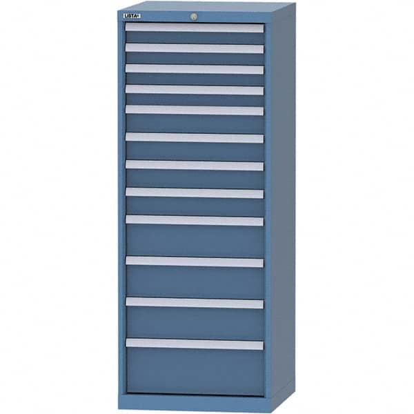 LISTA - 12 Drawer, 84 Compartment Bright Blue Steel Modular Storage Cabinet - Exact Tool & Supply