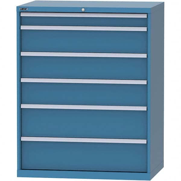 LISTA - 6 Drawer, 99 Compartment Bright Blue Steel Modular Storage Cabinet - Exact Tool & Supply
