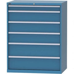 LISTA - 6 Drawer, 99 Compartment Bright Blue Steel Modular Storage Cabinet - Exact Tool & Supply