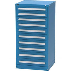 Vidmar - 10 Drawer, 124 Compartment Bright Blue Steel Modular Storage Cabinet - Exact Tool & Supply
