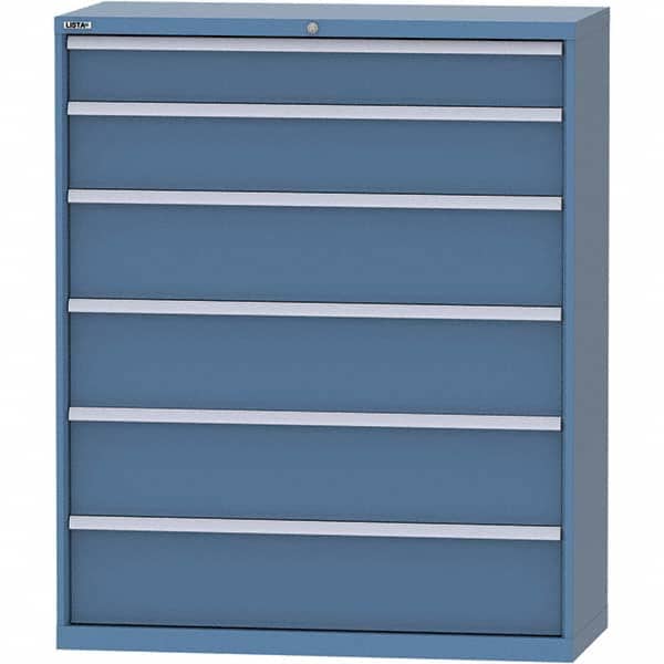 LISTA - 6 Drawer, 99 Compartment Bright Blue Steel Modular Storage Cabinet - Exact Tool & Supply