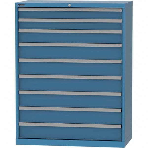 LISTA - 9 Drawer, 84 Compartment Bright Blue Steel Modular Storage Cabinet - Exact Tool & Supply