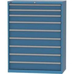 LISTA - 9 Drawer, 84 Compartment Bright Blue Steel Modular Storage Cabinet - Exact Tool & Supply