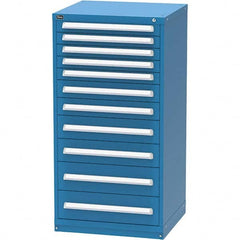 Vidmar - 11 Drawer, 60 Compartment Bright Blue Steel Modular Storage Cabinet - Exact Tool & Supply