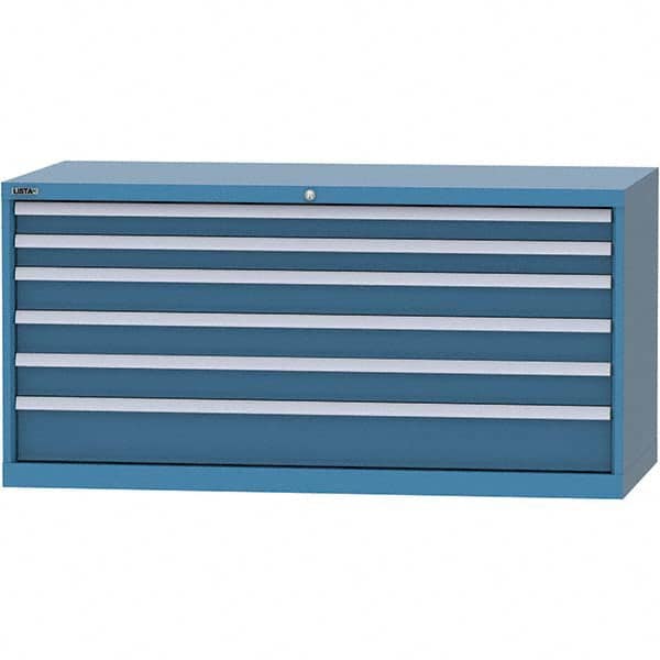 LISTA - 6 Drawer, 84 Compartment Bright Blue Steel Modular Storage Cabinet - Exact Tool & Supply