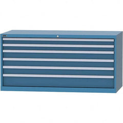 LISTA - 6 Drawer, 84 Compartment Bright Blue Steel Modular Storage Cabinet - Exact Tool & Supply