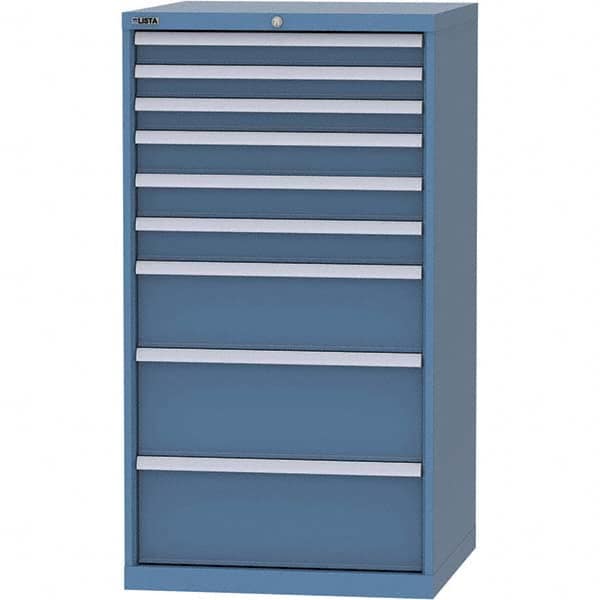 LISTA - 9 Drawer, 45 Compartment Bright Blue Steel Modular Storage Cabinet - Exact Tool & Supply