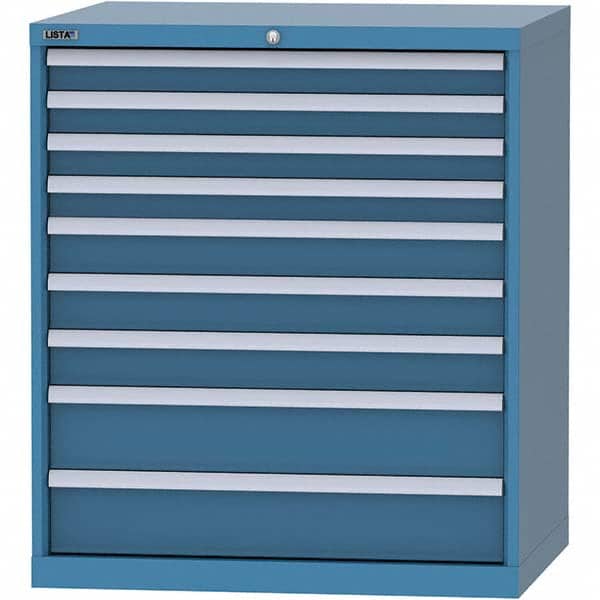 LISTA - 9 Drawer, 84 Compartment Bright Blue Steel Modular Storage Cabinet - Exact Tool & Supply
