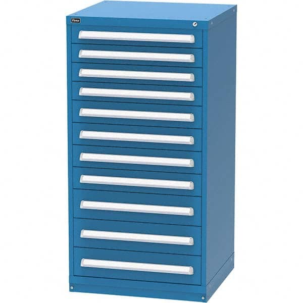 Vidmar - 11 Drawer, 124 Compartment Bright Blue Steel Modular Storage Cabinet - Exact Tool & Supply