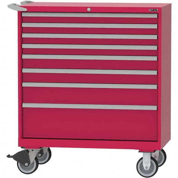LISTA - 8 Drawer, 84 Compartment Red Steel Modular Storage Cabinet - Exact Tool & Supply