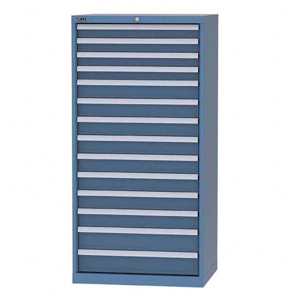 LISTA - 12 Drawer, 93 Compartment Bright Blue Steel Modular Storage Cabinet - Exact Tool & Supply