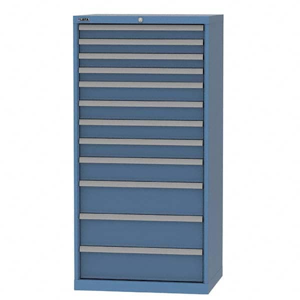 LISTA - 12 Drawer, 93 Compartment Bright Blue Steel Modular Storage Cabinet - Exact Tool & Supply