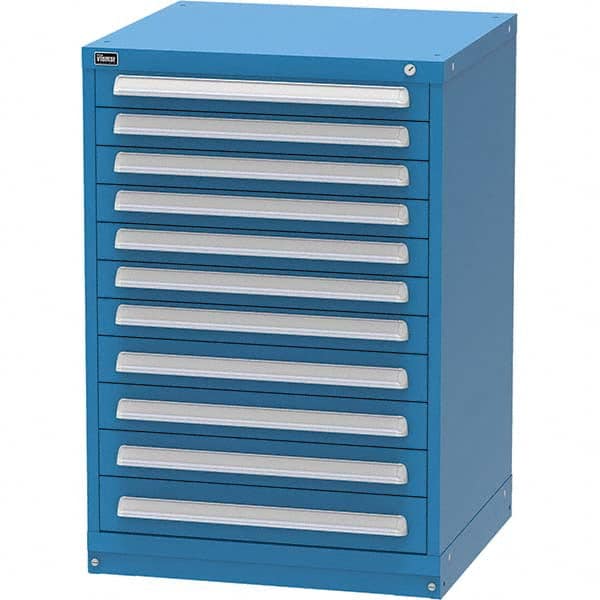 Vidmar - 11 Drawer, 344 Compartment Bright Blue Steel Modular Storage Cabinet - Exact Tool & Supply