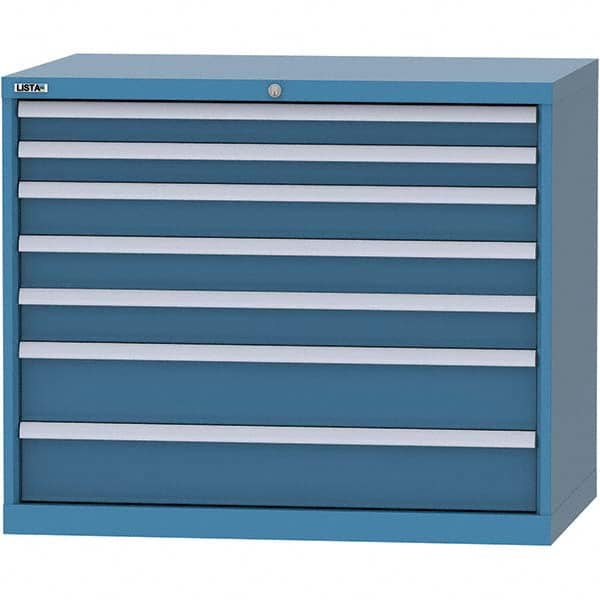 LISTA - 7 Drawer, 99 Compartment Bright Blue Steel Modular Storage Cabinet - Exact Tool & Supply