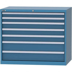 LISTA - 7 Drawer, 99 Compartment Bright Blue Steel Modular Storage Cabinet - Exact Tool & Supply