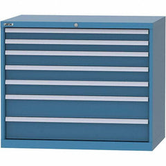 LISTA - 7 Drawer, 99 Compartment Bright Blue Steel Modular Storage Cabinet - Exact Tool & Supply