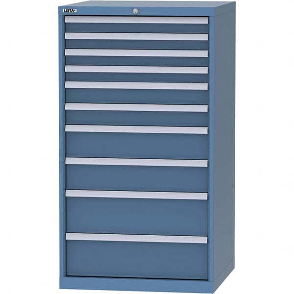 LISTA - 10 Drawer, 45 Compartment Bright Blue Steel Modular Storage Cabinet - Exact Tool & Supply