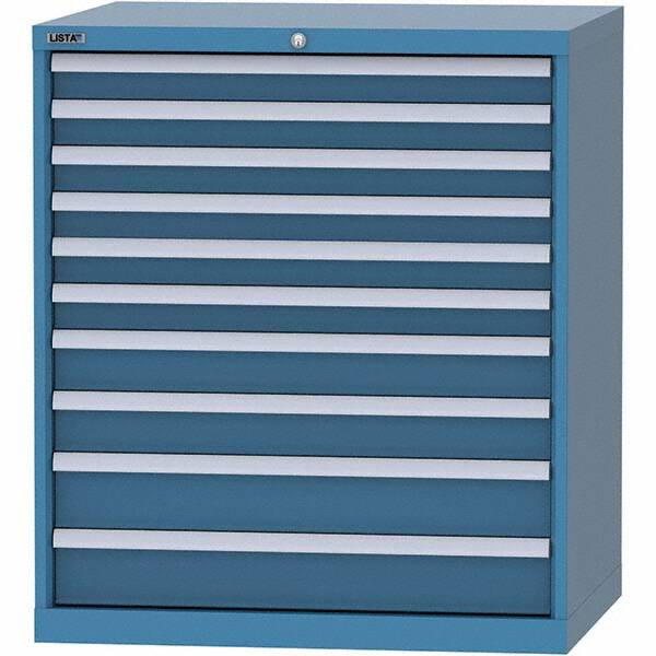 LISTA - 10 Drawer, 84 Compartment Bright Blue Steel Modular Storage Cabinet - Exact Tool & Supply