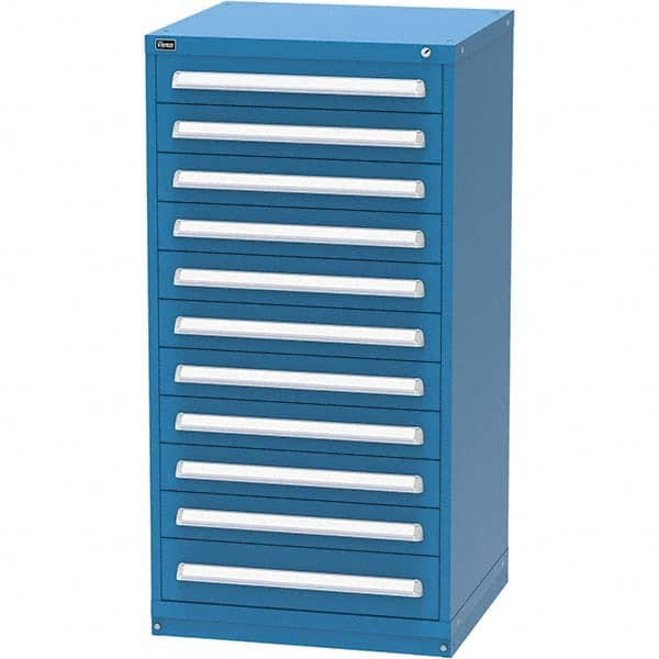 Vidmar - 11 Drawer, 124 Compartment Bright Blue Steel Modular Storage Cabinet - Exact Tool & Supply