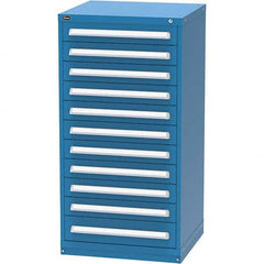 Vidmar - 11 Drawer, 124 Compartment Bright Blue Steel Modular Storage Cabinet - Exact Tool & Supply