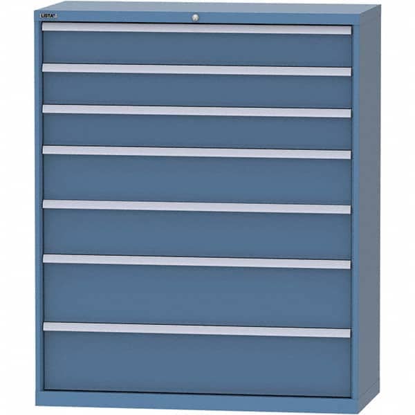 LISTA - 7 Drawer, 99 Compartment Bright Blue Steel Modular Storage Cabinet - Exact Tool & Supply