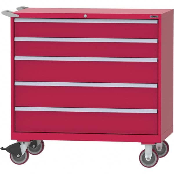 LISTA - 5 Drawer, 99 Compartment Red Steel Modular Storage Cabinet - Exact Tool & Supply