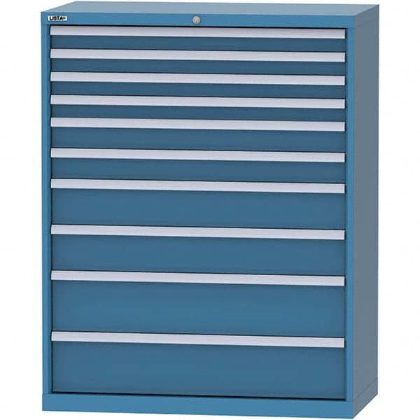 LISTA - 10 Drawer, 84 Compartment Bright Blue Steel Modular Storage Cabinet - Exact Tool & Supply