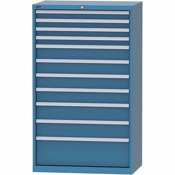 LISTA - 11 Drawer, 84 Compartment Bright Blue Steel Modular Storage Cabinet - Exact Tool & Supply