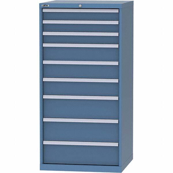 LISTA - 9 Drawer, 45 Compartment Bright Blue Steel Modular Storage Cabinet - Exact Tool & Supply