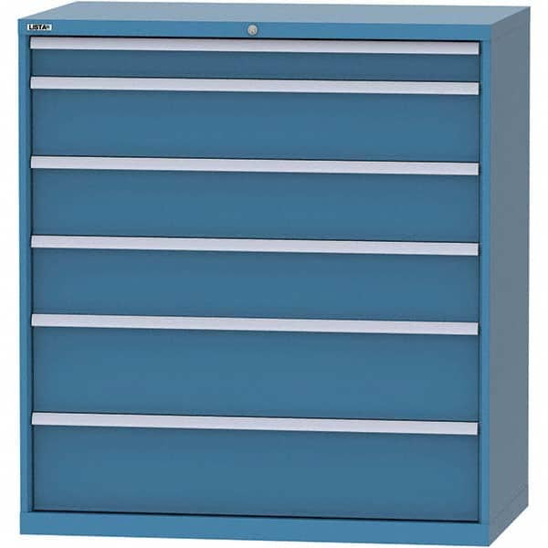 LISTA - 6 Drawer, 99 Compartment Bright Blue Steel Modular Storage Cabinet - Exact Tool & Supply