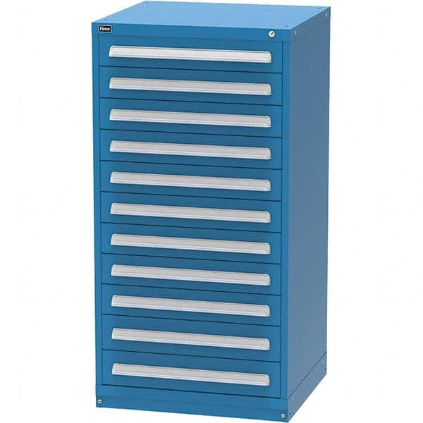 Vidmar - 11 Drawer, 344 Compartment Bright Blue Steel Modular Storage Cabinet - Exact Tool & Supply