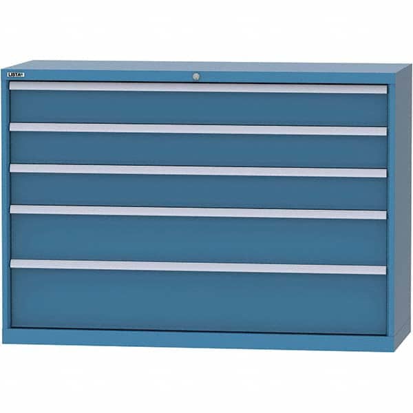 LISTA - 5 Drawer, 84 Compartment Bright Blue Steel Modular Storage Cabinet - Exact Tool & Supply
