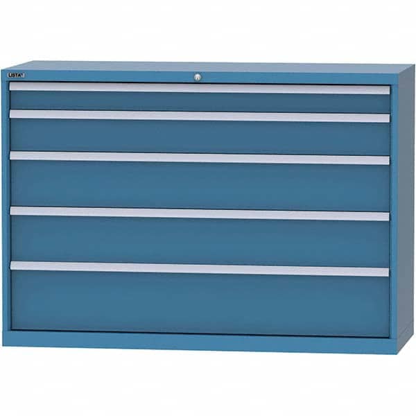 LISTA - 5 Drawer, 84 Compartment Bright Blue Steel Modular Storage Cabinet - Exact Tool & Supply