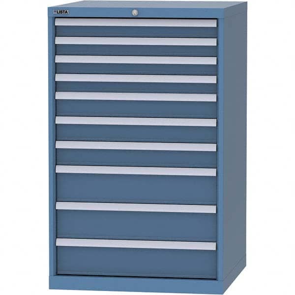 LISTA - 10 Drawer, 45 Compartment Bright Blue Steel Modular Storage Cabinet - Exact Tool & Supply
